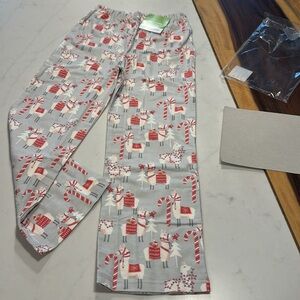 NWT Garnet Hill Kids Pajamas Bottoms Llama Christmas Flannel Large